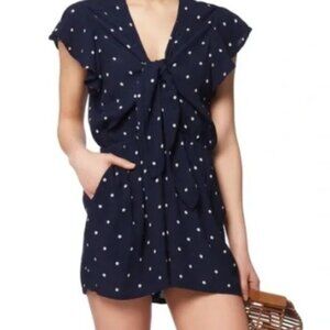 Rails Navy Blue White Polka Dot Romper Size M